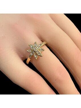 Vintage North Star Ring Starburst Shaped Yellow Gold Tone Size 6.5 Womens